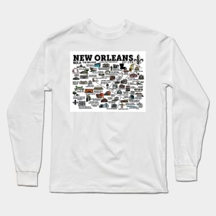 New Orleans Map Long Sleeve T-Shirt